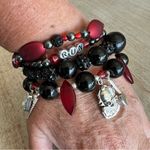 Handmade Horror Movie themed bracelet stretchy stackable charm bracelet black red Photo 5