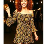 Boohoo Snakeskin Print Ruffle Mini Dress Long Sleeve Bold Party Fashion Look Photo 6