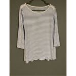 Chico's Purple And White Scoop Neck The Ultimate Tee 3/4 Sleeve Shirt 2 (L) Photo 1