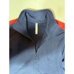 Fabletics  Navy Red Colorblock Quarter Zip Cropped Sweatshirt Women Medium Photo 8