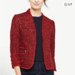 Ann Taylor  Red and Black Jacket Sise 14 Women’s Tweed Blazer with Fringe Photo 1