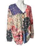 Yesno Button Down Oversized Cotton/Wool Blend Boho Patchwork Print Cardigan Photo 6