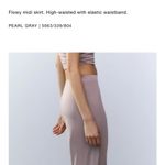 ZARA NWT pearl gray flowy midi skirt stretchy elastic waistband Photo 6