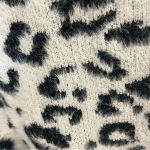 Pink Lily  Fuzzy Soft Black‎ White Leopard Animal Print Oversized Crew Sweater L Photo 1