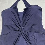 Merona  navy blue one piece twisted front halter bathing suit D22 Photo 3
