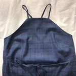 Banana Republic New  Plaid Apron Top Sleeveless Tie Waist Top Navy Blue Photo 13