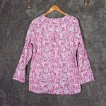 Coolibar UPF 50 tunic Top Roll Up Slerves Colorful Vacation Resort Womens Pink Size M Photo 3