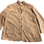 Liz Claiborne Vintage Women’s 14 Tan Charcoal Wool Bl Chunky Tweed Blazer Jacket Photo 1