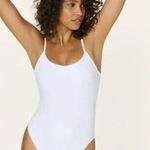 ANDIE NWT The Laguna Ribbed ScoopBack OnePiece Swimsuit Removable Cup 2XLT White Photo 0