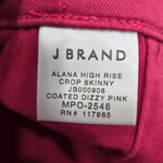 J Brand  Alana High Rise Coated Skinny Jeans Pink Metallic Crop Pants Size 25 Photo 4
