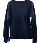 Champion Powerblend Fleece Pullover Sweatshirt Black Boyfriend Crew Logo Script Photo 6