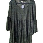 H.I.P. NWT π« 2-Piece Set, Olive Green Sheer Lace Retro Peasant Top+Tank Top, 1X Photo 0