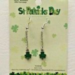 St Patrick's Day Irish Shamrock Earrings Celtic Ireland Dangle Silver Green New Photo 0