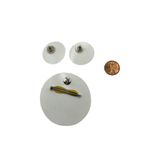 Retro Striped Button Pin & Earrings Set with silver neck ring Photo 1