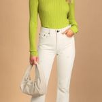Lulus Chill In the Air Chartreuse Ribbed Knit Turtleneck Sweater Photo 3