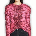 Pam & Gela Revolve  Pink Tiger Print Sweatshirt Sz P Photo 0