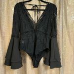 CIEN Black Lace Bell Sleeve Witchy Goth Whimsygoth Bodysuit Medium Photo 1