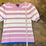 NWT Marble Striped Short Sleeve Sweater Balloon Sleeve Small Pink Photo 5