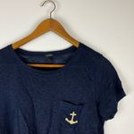 J.Crew Navy Blue Collector Linen Anchor Pocket Tee Shirt Photo 4
