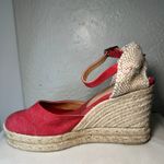 Castaner  Red Canvas Espadrille Wedge Heels Ankle Strap Women's 9.5 Made in Spain Photo 1