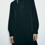 ZARA Women's Black Long Sleeve Flare Shift Mini Cocktail Evening Dress Size S Photo 0