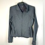 Womens XL Gray Zip Up Jacket Stretchy Fitted Thumbholes Yoga Athleisure Layer Photo 0