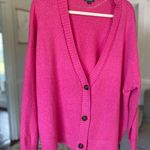 Wild Fable  Cardigan Bright Rose Hot Pink 3 Button Barbie Preppy Academia Autumn Photo 0