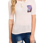 Nikkilund Pale Pink Boho 3/4 Sleeve Pocket Top Small Stretchy Knit Photo 1