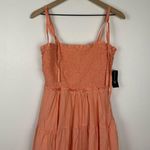 INC International Concepts Coral Smocked Tiered Cottage Boho Maxi Dress Sz M NWT Pink Size M Photo 1