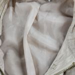 Chicos Women's Jacket 1 Beige Silk Metallic Snap Button Zip Lightweight Blazer Brown Size 10 Photo 9