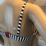 Navy Blue & White Chevron Striped Knit Bikini Top Blue Size M Photo 11