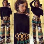 ZARA  High Waist Wide Leg Geometric Tribal Safari Print Palazzo Pants Size XS‎ Photo 3