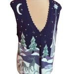 Vtg Y2K beaded winter scene cardigan vest Purple Size M Photo 0
