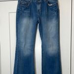 BKE Blue Flare Wide Leg Jeans with Classic Denim Style size 32x29 1/2. Photo 0