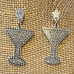 Happy New Year Martini Glass Earrings Silver Photo 0