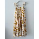 Mon Renn Floral Tiered Maxi Dress Yellow White Tie Straps Size Small Photo 2