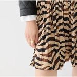 J.Crew‎ Featherweight Satin Pleated Mini Skirt in Zebra Stripe Brown Beige, Sz 2 Photo 5