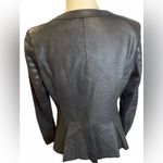 Bagatelle  Black Leather Striped Full Zip With Peplum Waist Jacket Women’s Sz. M Photo 3