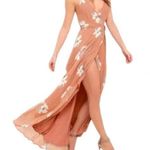 Lulus All Mine Rusty Rose Floral Wrap Dress High Low Ruffle Chiffon Tie Waist M Pink Size M Photo 0