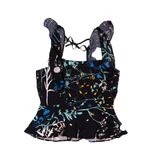 Parker Jess Floral Flower Print Pattern Ruffle Short Sleeve Blouse Shirt Top S Photo 0