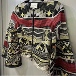 Alexis Women's Gem Embroidered Tulle Top Blouse Bell Sleeves Olive Maroon Small Photo 7