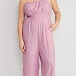 Old Navy Waist-Defined Linen-Blend Cropped Smocked Cami Jumpsuit pockets size 2X Photo 0
