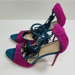 Chic Fuchsia Suede Fringe Sandals Concise Ultra High Heels Lace Photo 3