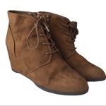 American Rag Baylie lace up caramel wedge boots Photo 0