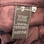 7 For All Mankind  Merlot Burgundy Faux Leather Knee Seam Coated Jeans Size 27 Photo 9