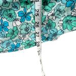 Lands End Top Womens L Island Aqua Blue Floral Smocked Square Neck Feminine Size L Photo 8