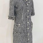 Rickie Freeman Teri Jon BEAUTIFUL TWEED dress with pearl button details Black Size 8 Photo 2