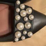 barney's new york Barney’s New York Black Leather Pointy Toe Flats With Pearls Photo 10
