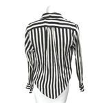 ZARA  Black White Striped Silk Satin Long Sleeve Faux Wrap Blouse Top Size XS Photo 1