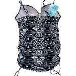 Spanx *New Love Your Assets Push Up Tankini Swim Top Womens XL Zebra Black White Photo 1